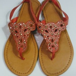 Women's T- strap rhinestone sandals